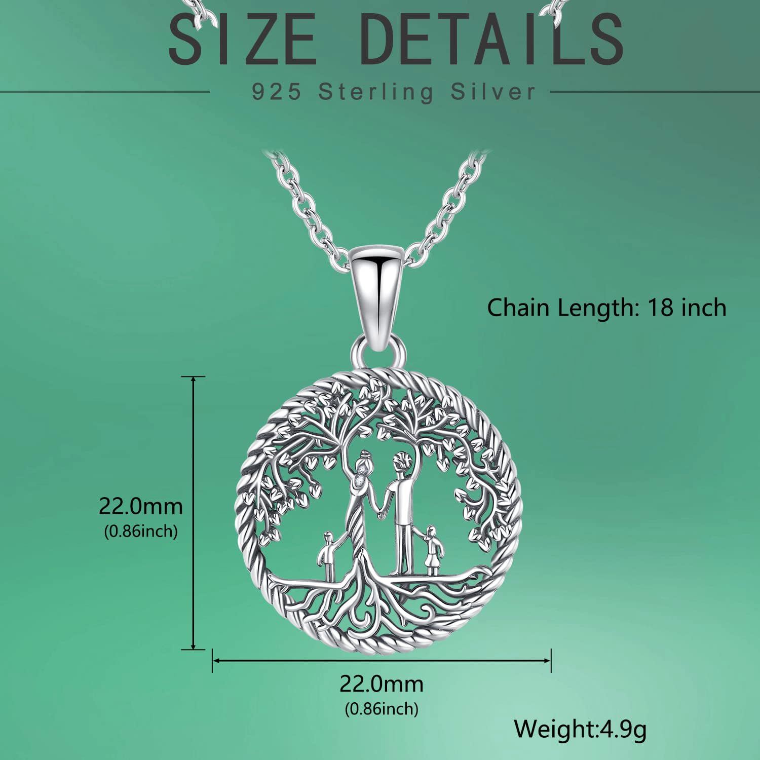 Collana Donna Albero della Vita in Argento 925 Famiglia Madre e Figlio Figlia Collana con Ciondolo, Compleanno Festa della Mamma Gioielli Regali per Mamma Figlia Nonna Sorella