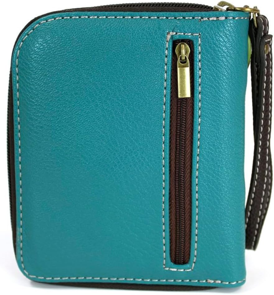 CHALA Zip Around Wallet, Wristlet, 8 Credit Card Slots, Sturdy Pu Leather - Frog - Turquoise - Image 4