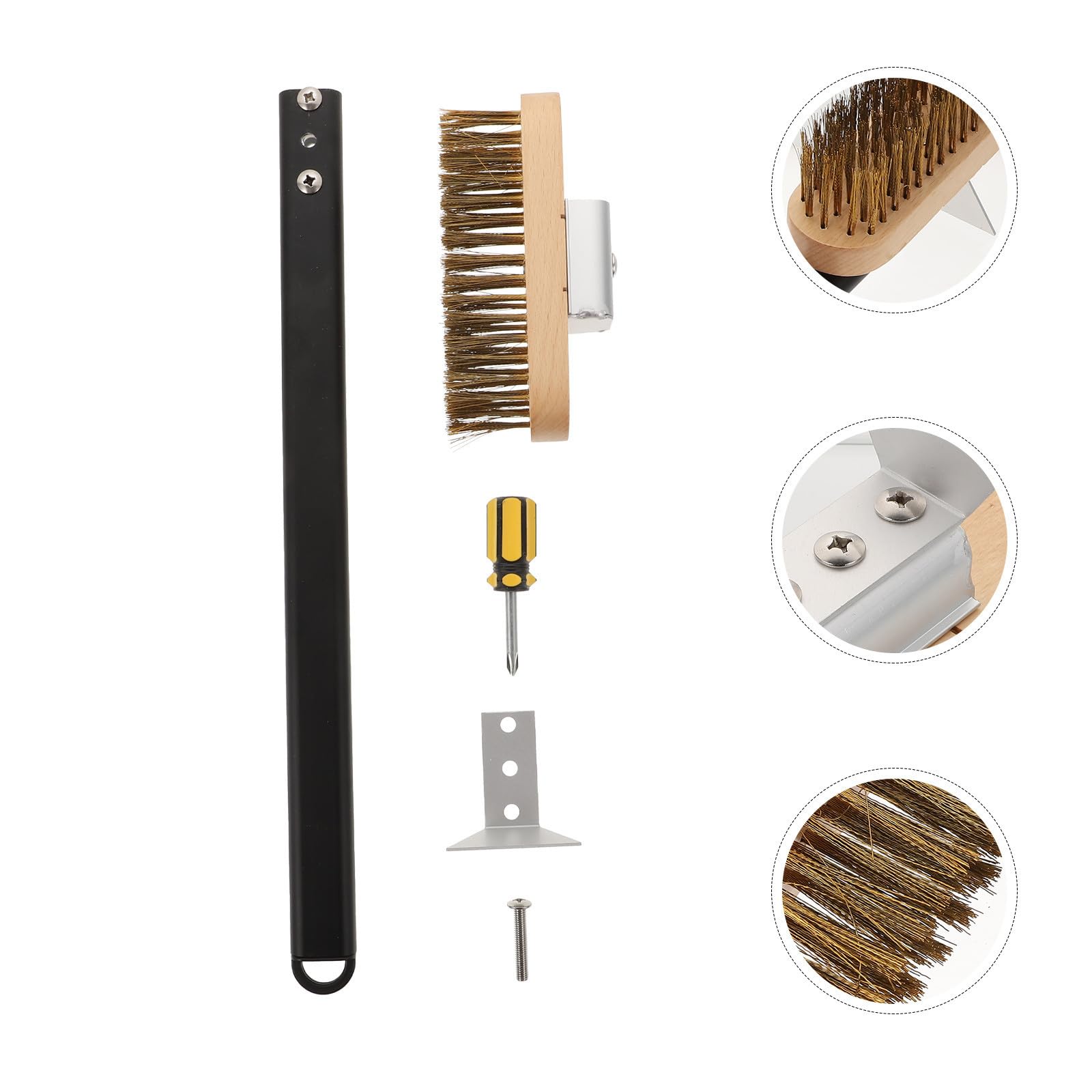 Brosse de Nettoyage pour Poêle en Cuivre 40cm, Noir