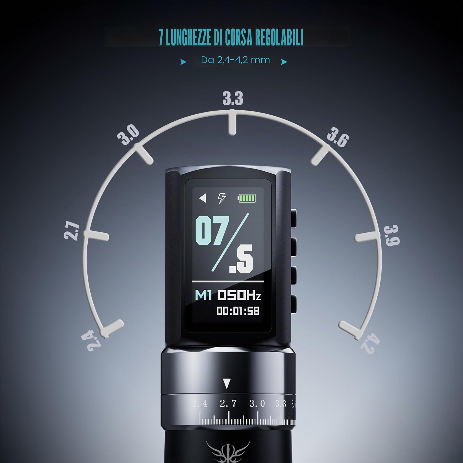TATELF Kit Professionale con Stampante Termica Bluetooth – Penna Rotativa Wireless 2300mAh, Altezza Regolabile (2,4-4,2mm), 20 Aghi 10 Inchiostri Carta Termica – Per Artisti e Principianti