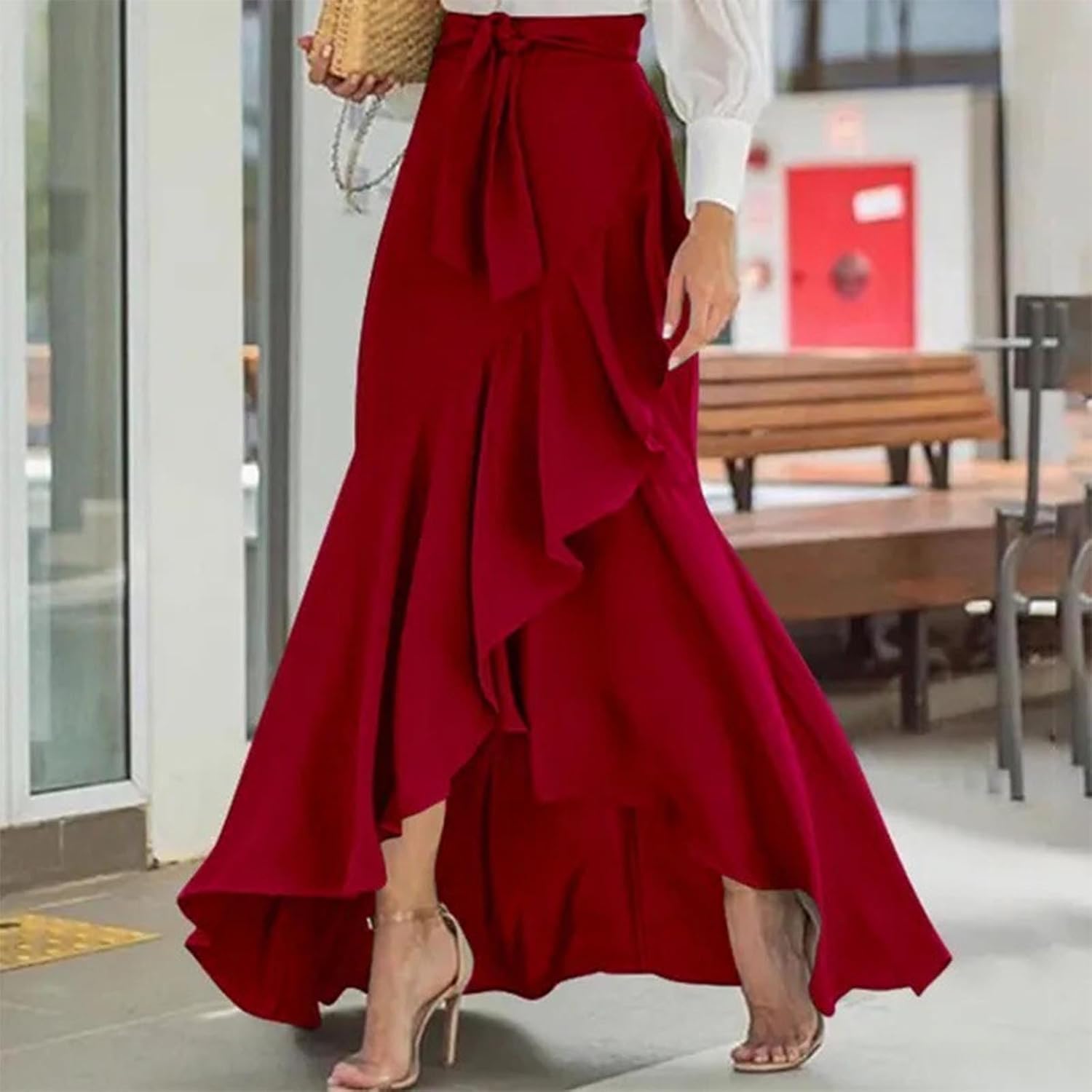 Womens Wrap High Cut Criss Cross Maxi Long Loose Fit Skorts for Women Dressy Skort 2026 Y2K