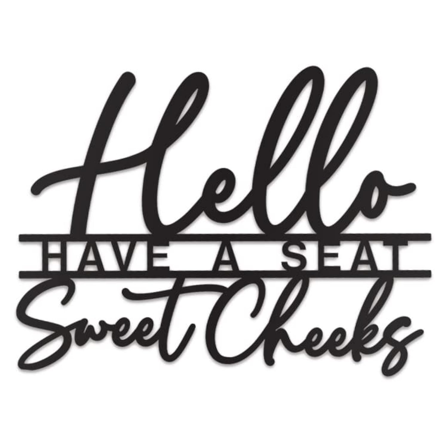 Vivegate Hello Sweet Cheeks Sign Metal Black Bathroom Wall Decor - 15"x11" Modern Farmhouse Wall Art for Hanging