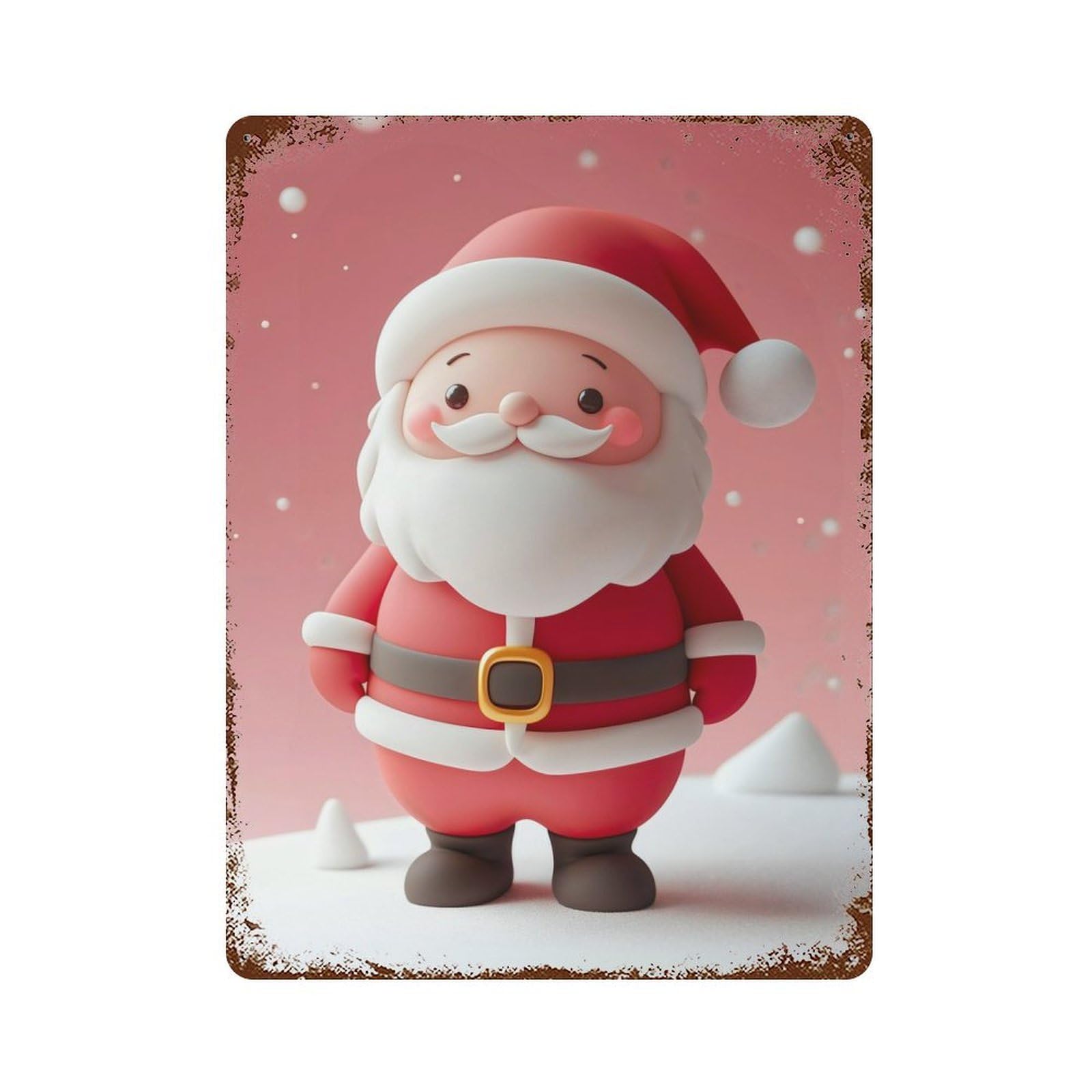 Vintage Rust Metal Sign Cute Santa Claus 15.7"x11.8", Shabby Chic Decor for Cafe, Home Bar And Lounge Decor