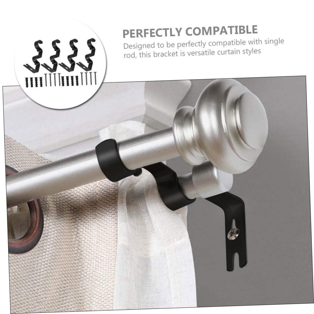 4stücke Teiliges Verstellbares Gardinenstangen-halter Stabilem Eisen Für Römische Stangen Mit Dickem Design Schwarz Wandmontierbar Langlebig Und Stabil