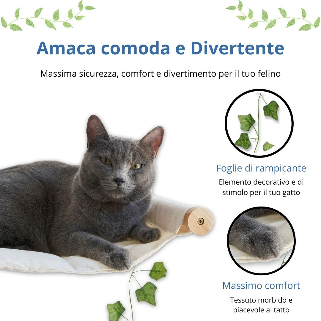 Amaca a parete per gatti robusta e confortevole - Lo scaffale porta fino a 12 kg - ideale per massimizzare lo spazio