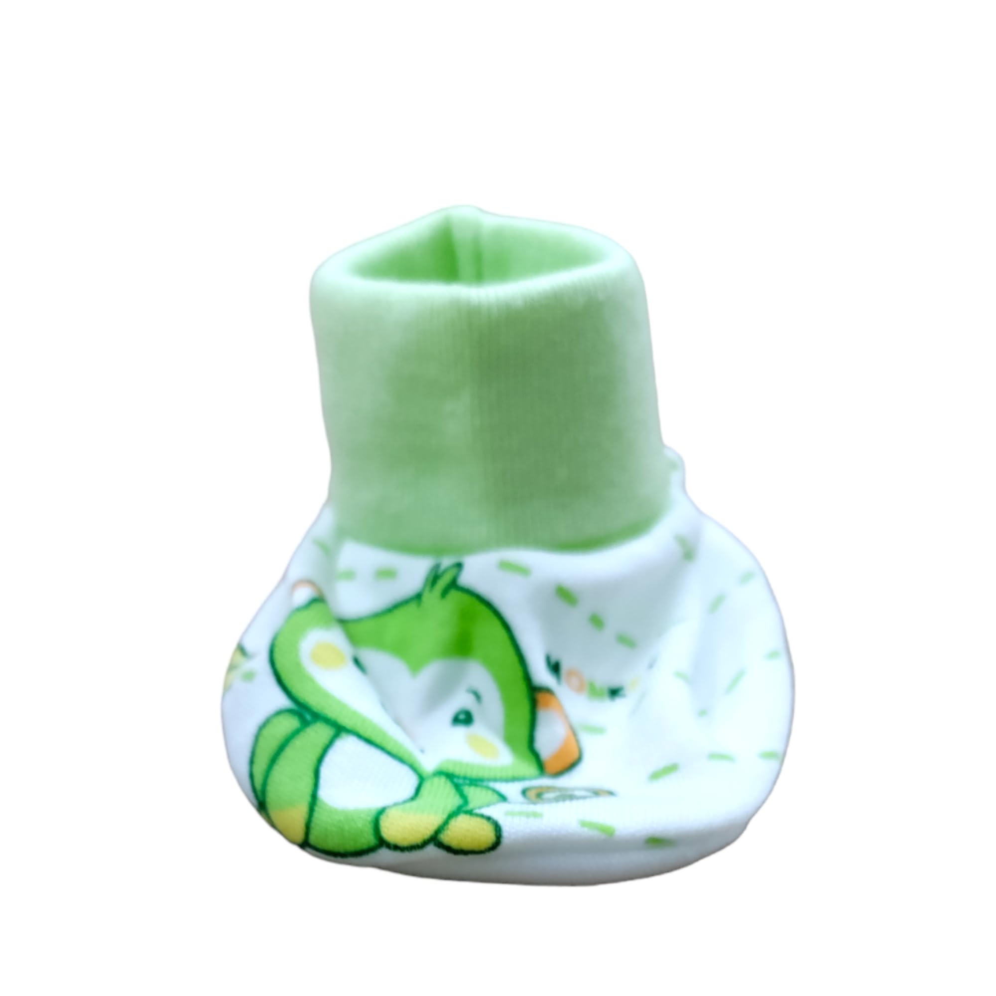Dedhfoot 100% Organic Premium Mul-Cotton Wiggly Eyed Animal matching Cap-mitten-booties pop up set. (Pack of 1 Cap, 1 pair of mittens and 1 pair of booies) (0-9 Months, Green) 2