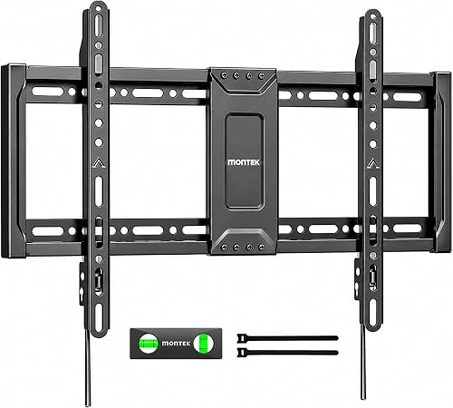 monTEK Heavy Duty Fixed TV Wall Mount for 37–90 Inch TVs, 1.1" Ultra Slim Low Profile Bracket, 200 lbs Capacity, Max VESA 600x400mm, Fits 16"/18"/24" Studs, e-Saving for Large Flat & Curved TVs