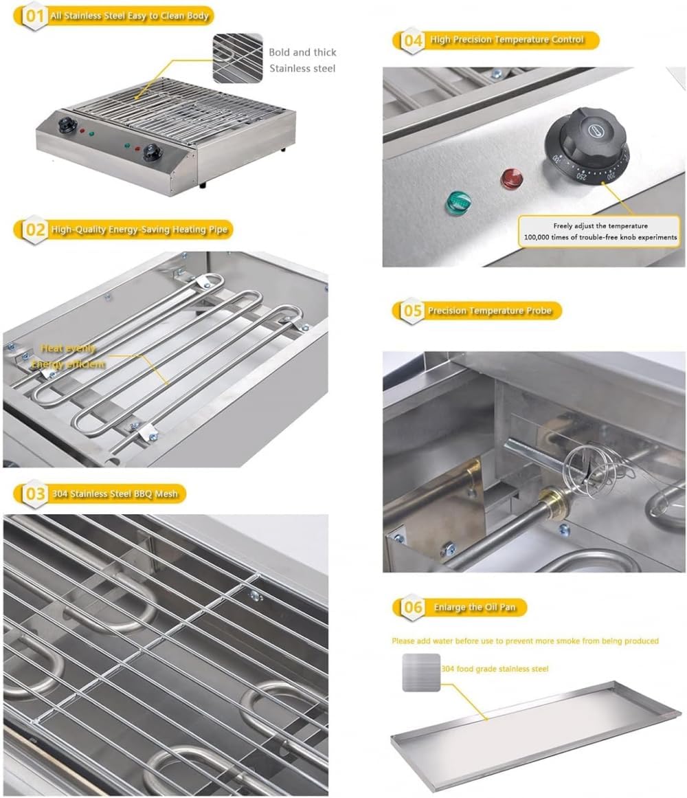 Barbecue Grill | Tabletop Electric Grill for Barbecue Plate | Coated Round Non-Stick Uniform Heat Conduction Outdoor Stoves, Kitchen Stove, Electric Cooktop Loupsiy-Jpx D280