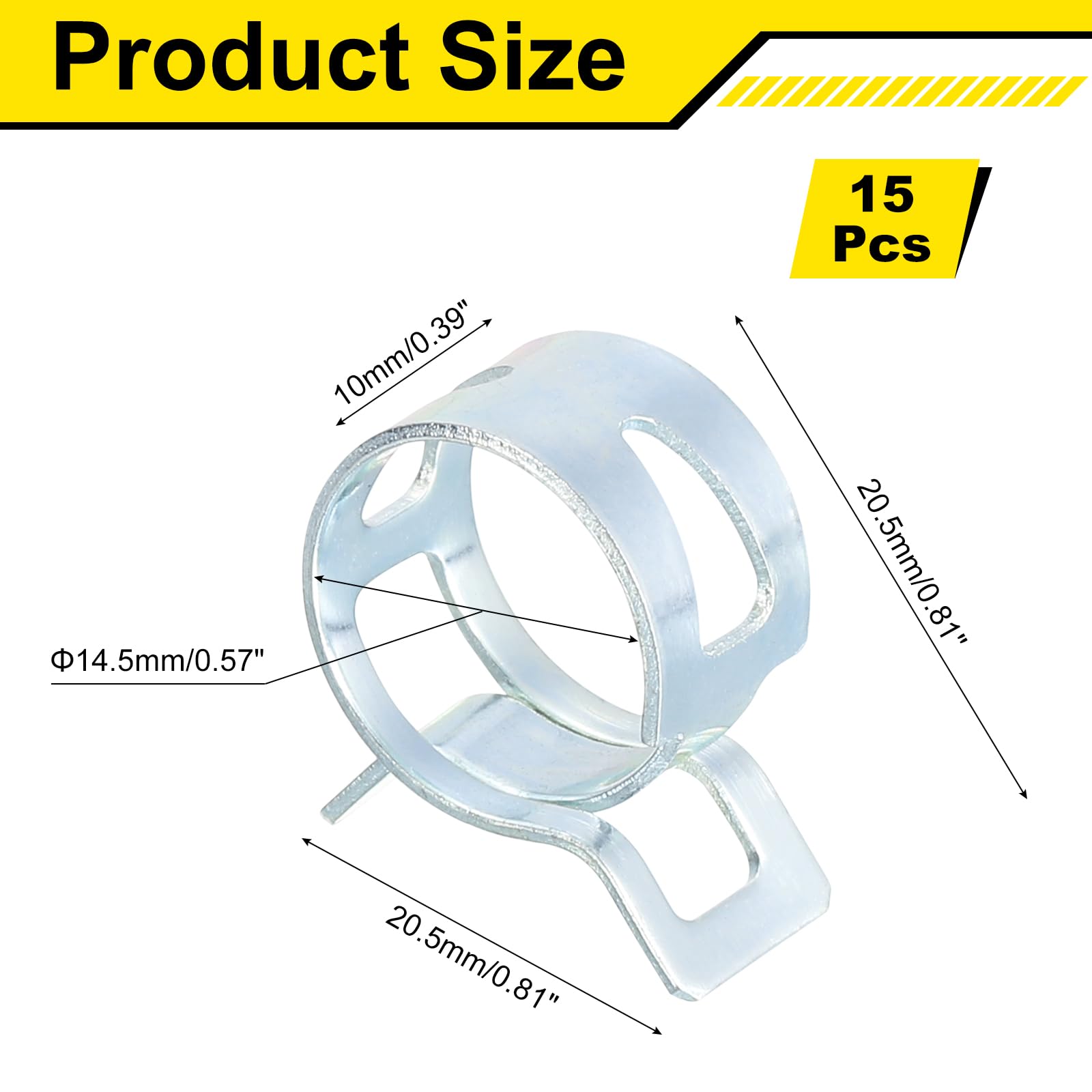 Sourcingmap 15Pcs Spring Band Type Action Fuel/Silicone Vacuum Hose Pipe Clamp - Image 2