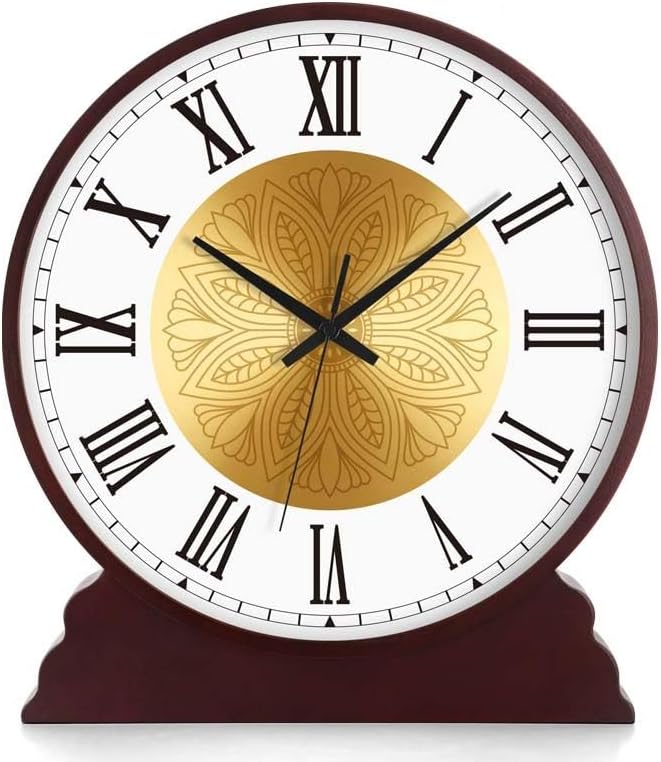 Mantel Clock, Desk Clock, Solid Wood Mantel Clock, Family Clock of Living Room Bedroom Solid Wood Quartz Clock Desktop Decoration(B,8in)