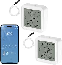 2 Pack WLAN Hygrometer Thermometer Indoor, Humidity Gauge Mit App und Externem Sensor, Luftfeuchtigkeitsmesser Digitaler Temperaturmonitor für Gewächshaus Babyzimmer Keller Reptilien Inkubator