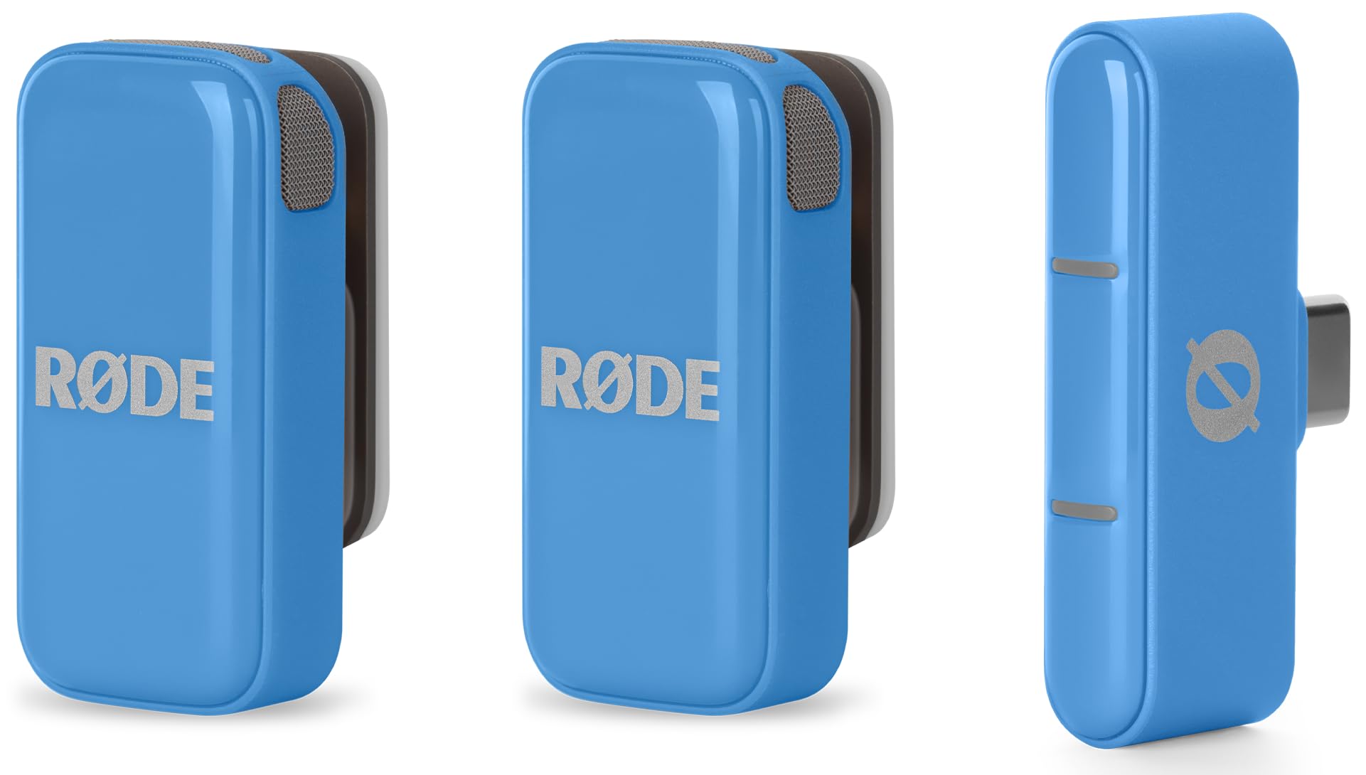 RØDE Wireless Micro - Microfono wireless compatto, due microfoni con custodia di ricarica per la creazione di contenuti su smartphone - USB-C, Blu