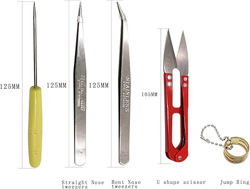 Miniatura 5 de 8 unidsset de herramientas de fabricación de joyas, alicates de punta redonda, alicates de corte lateral, cortador de alambre, tijera, pinzas para