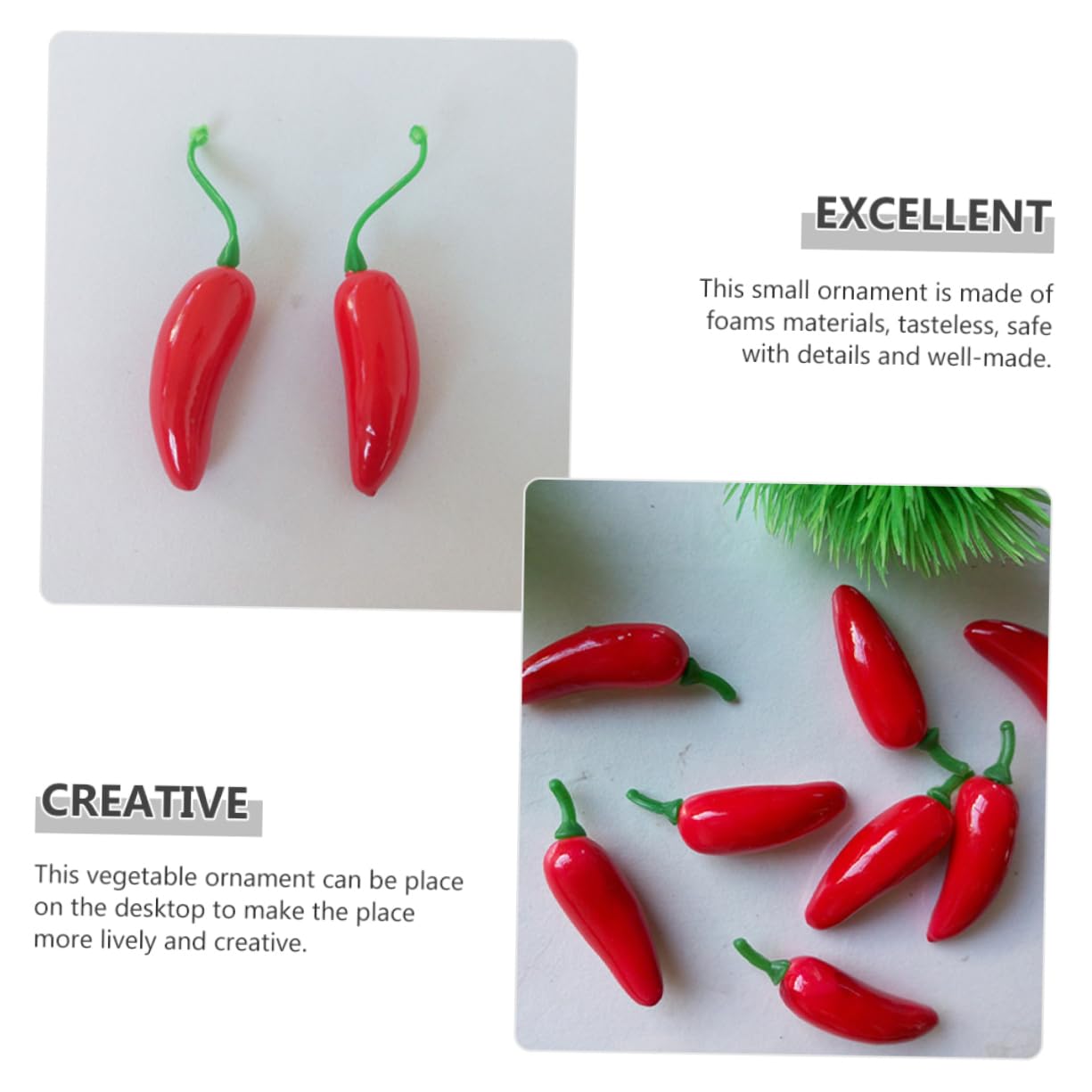 Alipis 500 Pièces Poivre Artificiel Faux poivrons Ornements de Piment décors de Ferme Nourriture Decoration Cuisine décoration Cuisine Ornement de Piment Fort Jouets végétaux Mousse Rouge