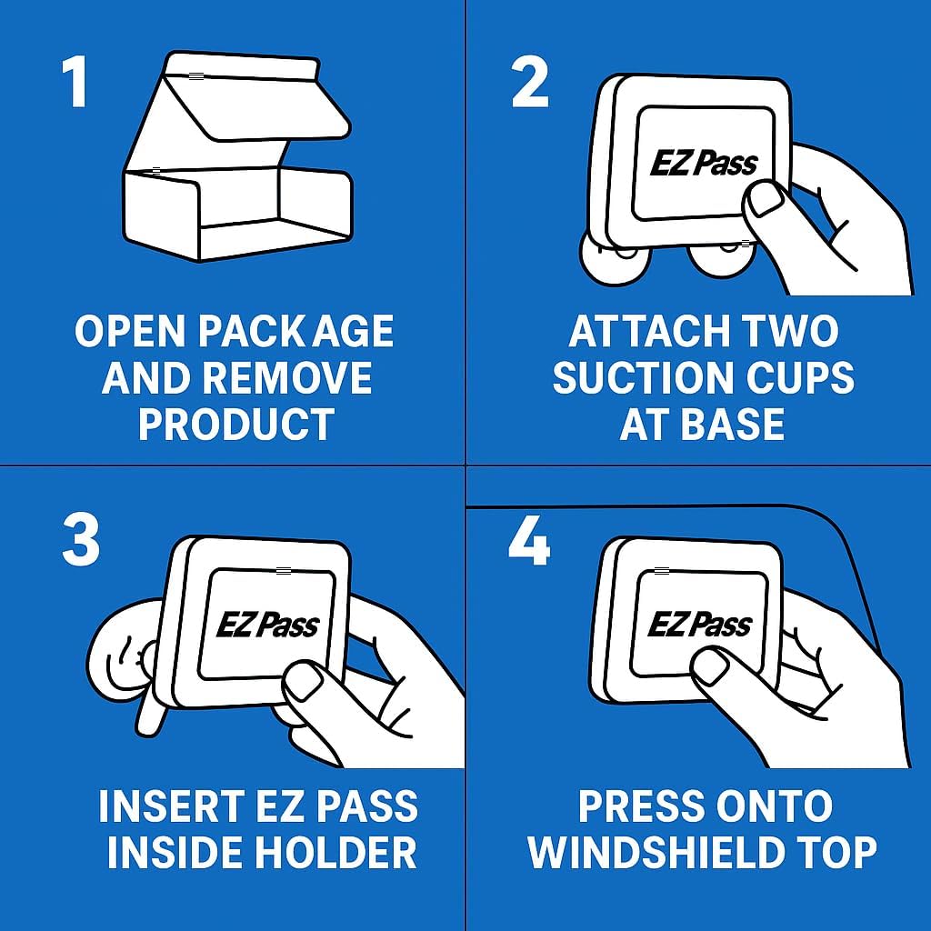 EZ Pass Holder with 3-Super Strong Suction Cups for Windshield EZ Pass Holder with 3-Super Strong Suction Cups for Windshield
