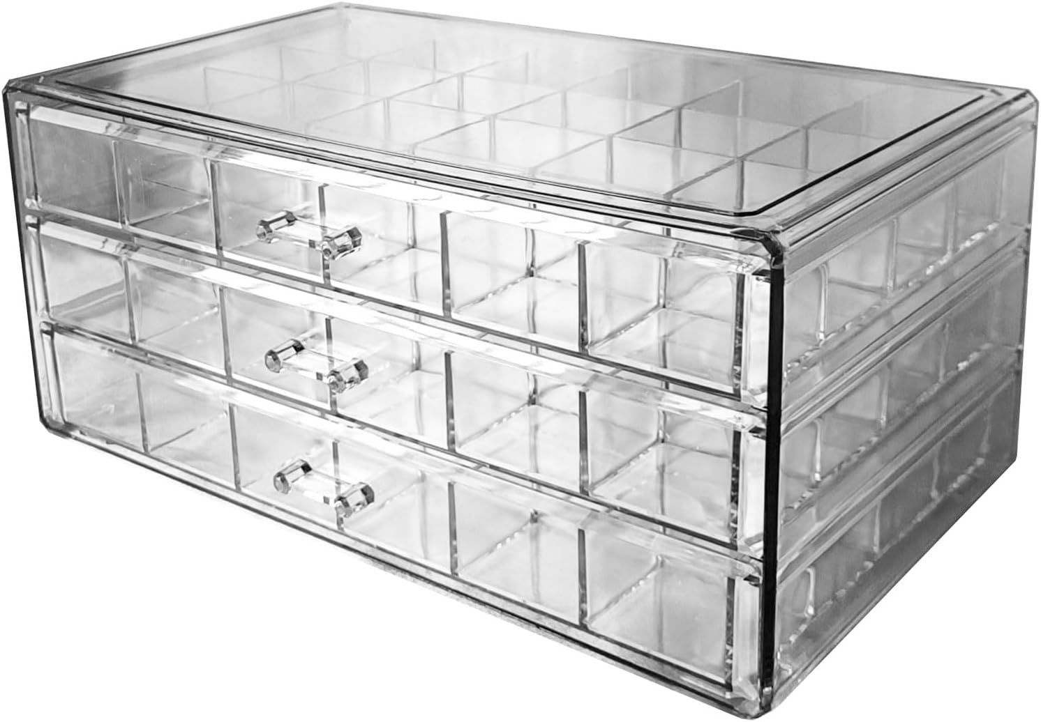Acrylic Transparent Earrings Jewelry Organizer with 5 Drawers 120 grids, Stackable Necklace Rings Display Storage Case Box Holder, Clear