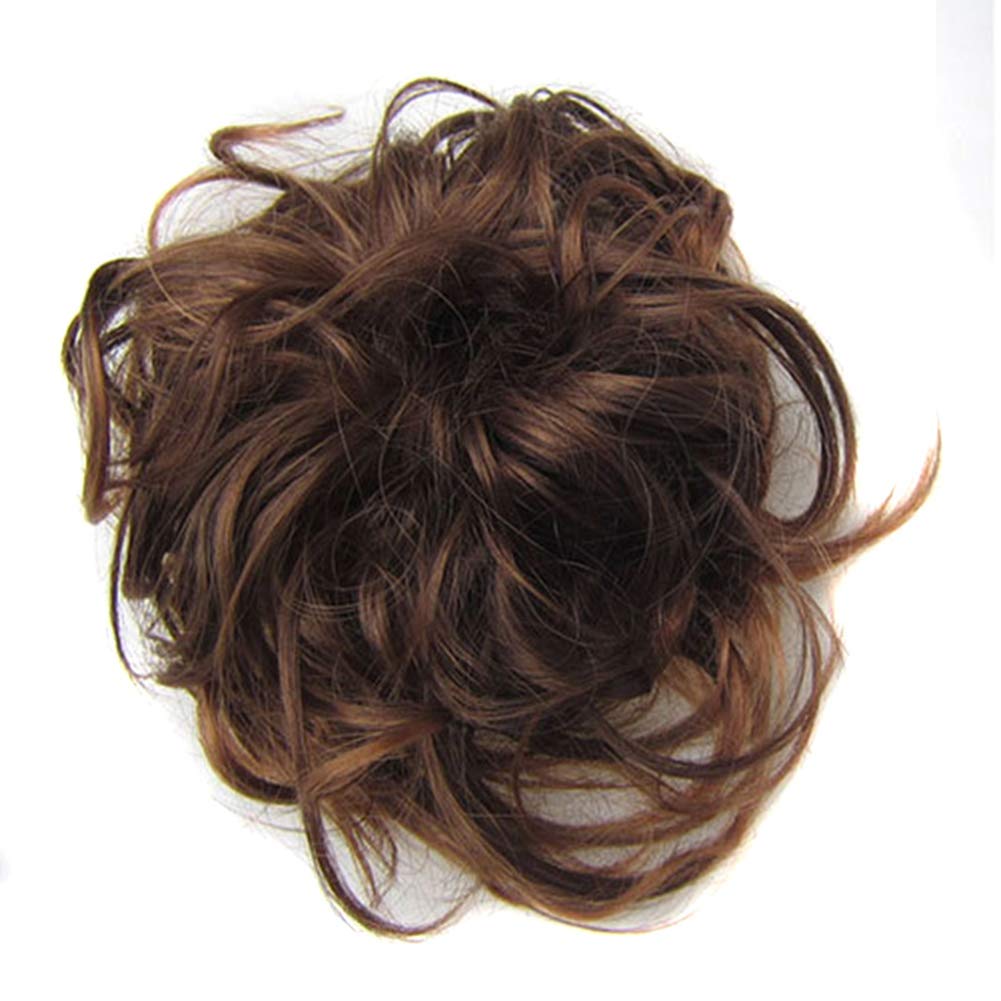 Chignon postiche messy bun bouclé extension de cheveux élastique femme