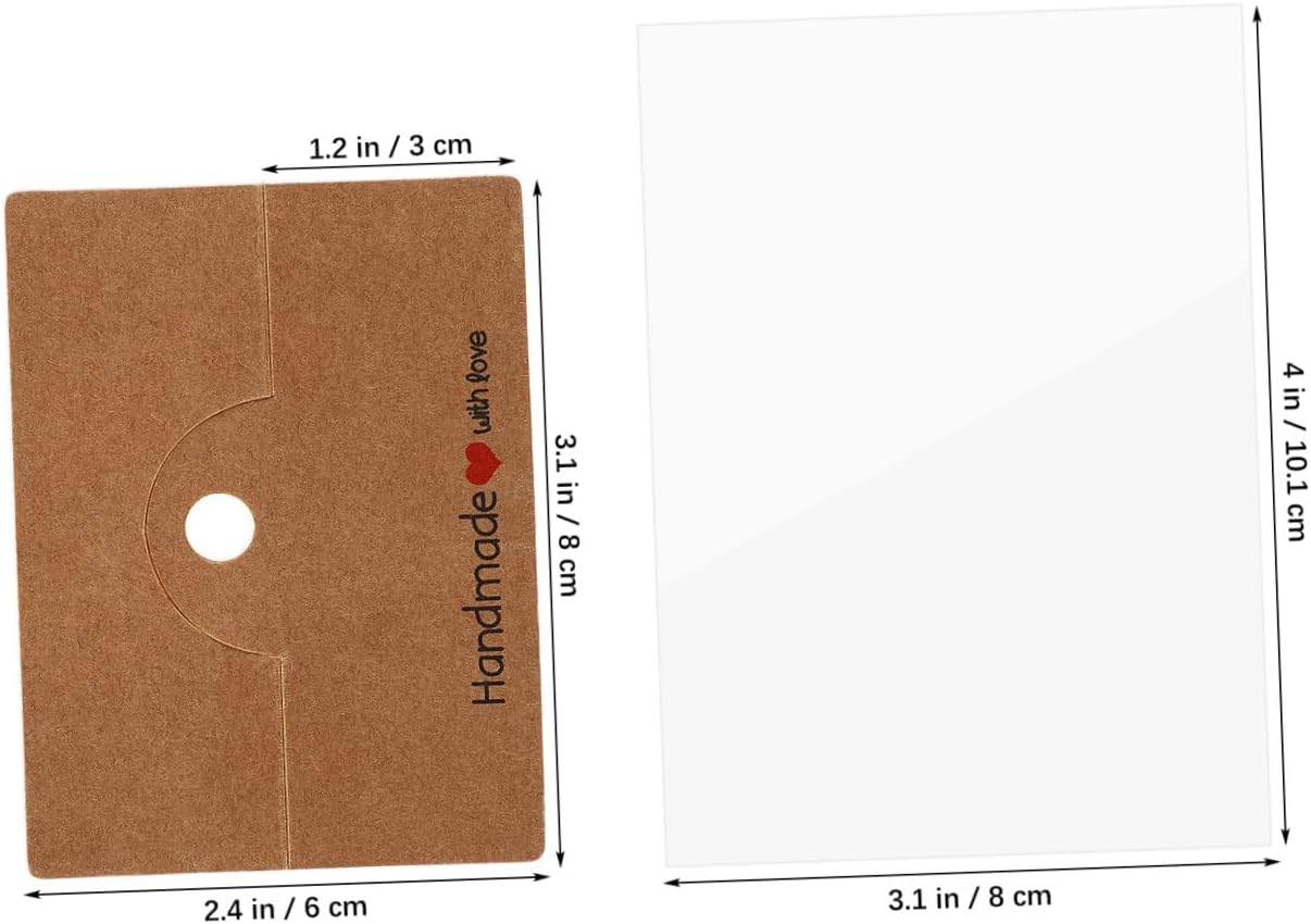 IWOWHERO 200pcs Jewelry Packaging Bags Kraft Paper Card Holder for Necklace Earring Display Handmade Card Storage Bag for Jewelry