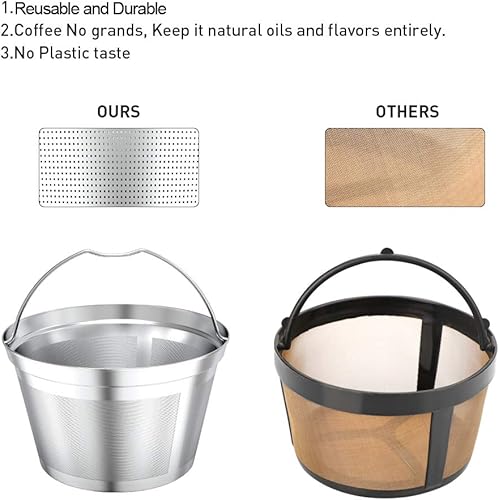 Miniatura 3 de Filtro de café reutilizable 8 10 12 tazas cesta reemplazo filtro acero inoxidable filtro de café permanente adecuado para cafetera Bunn Cafetera