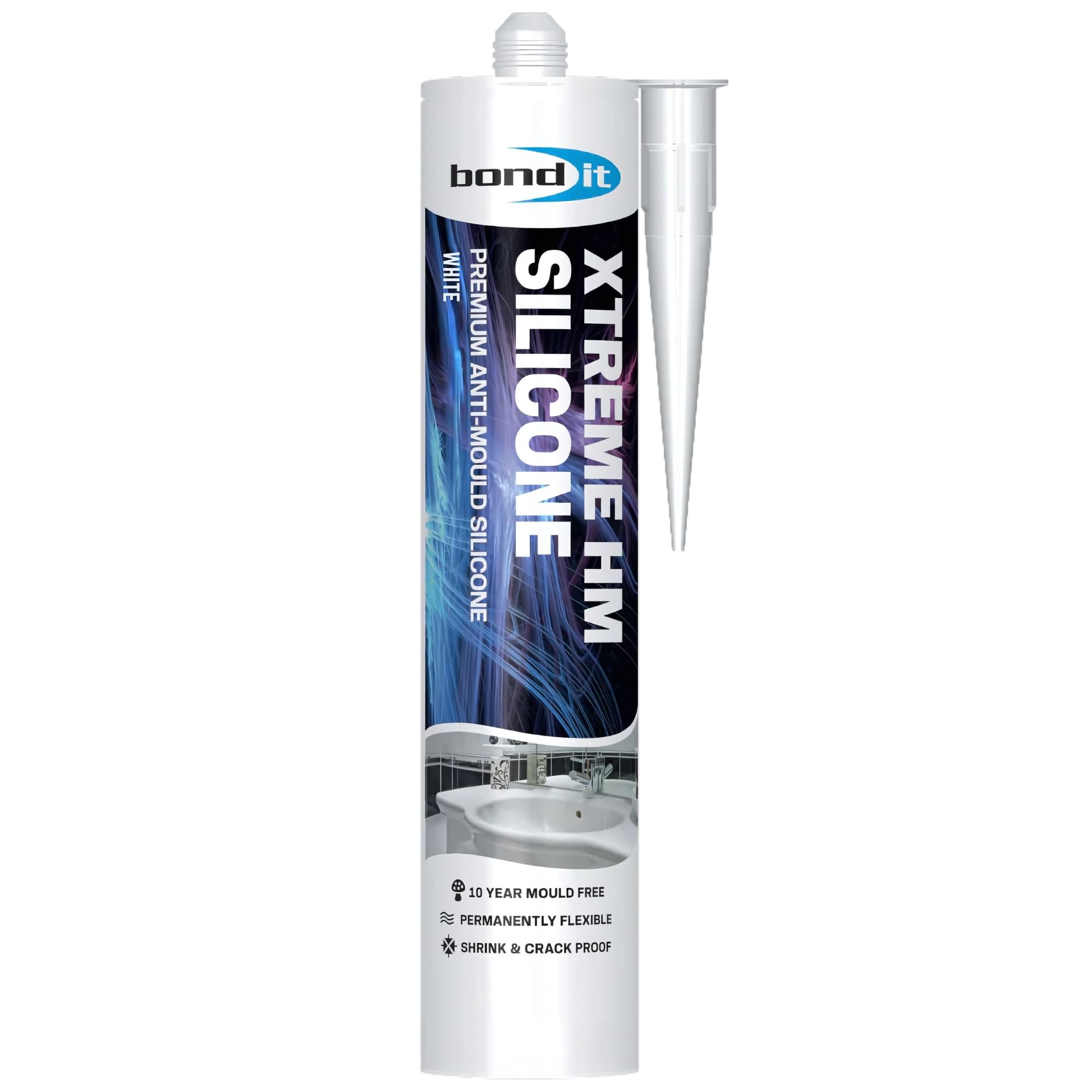Bond It Anti Mould Sealant White (310 ml) - Extreme White Silicone Sealant, Long-lasting for Kitchen and Bathroom, Bathroom Anti Mould Protection