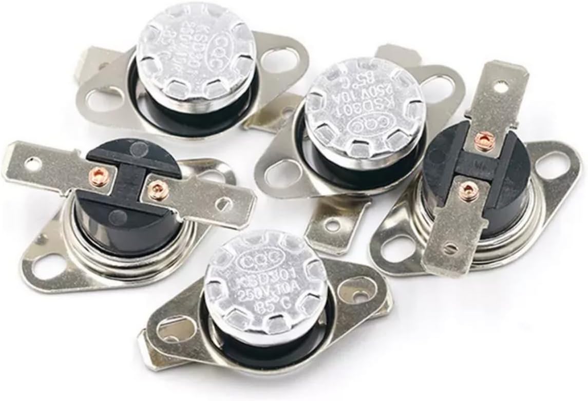 5Pcs Bimetal Thermostat 5 Degrees Celsius Thermal Control Switch Normally Closed N.C 250V 10A Adjust Snap Disc KSD301 for Microwave,Oven,Coffee Maker