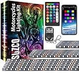 SUZCO 10-Pack Motorcycle LED Strips Light Kit with APP/IR/RF Remotes, Sync RGB Multi-Color Atmosphere Underglow Lights, Waterproof LED Strip 12V for Harley Honda Kawasaki Suzuki Polaris