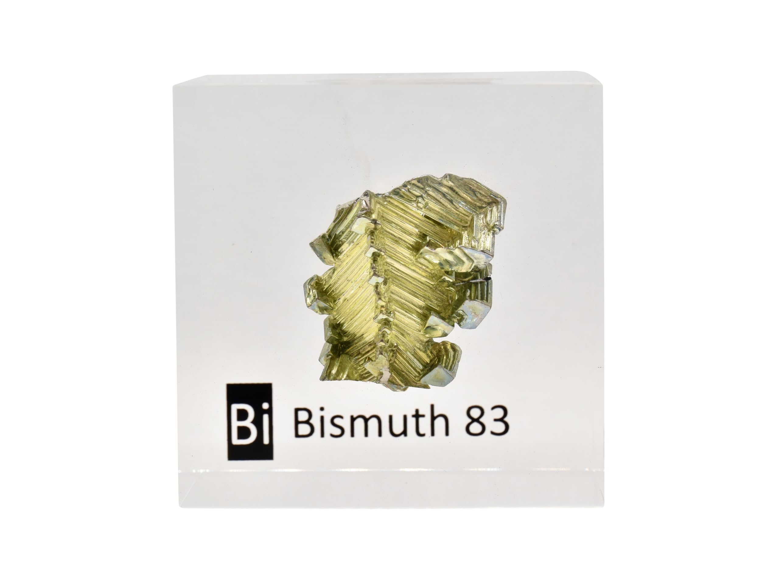 Bismuto cristallo, bismuto metallico, bismuto cristallino, bismuto cubo acrilico 50mm per collezione elementi