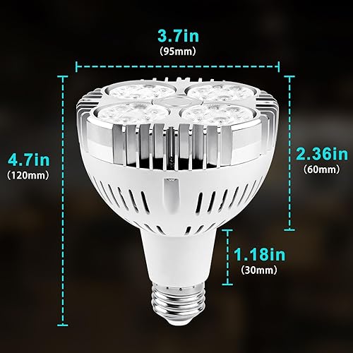 Miniatura 6 de Aolyty Bombilla LED de cuello largo PAR30 de 35 W (equivalente a 75 W) 2800 lm E26 Base de haz de 25 grados Ángel Track Spotlight AC 120v (blanco