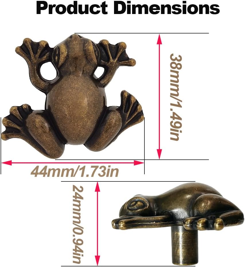 4Pcs Frog Shaped Cabinet Knobs Unique Animal Single Hole Drawer Pull Handle image 3