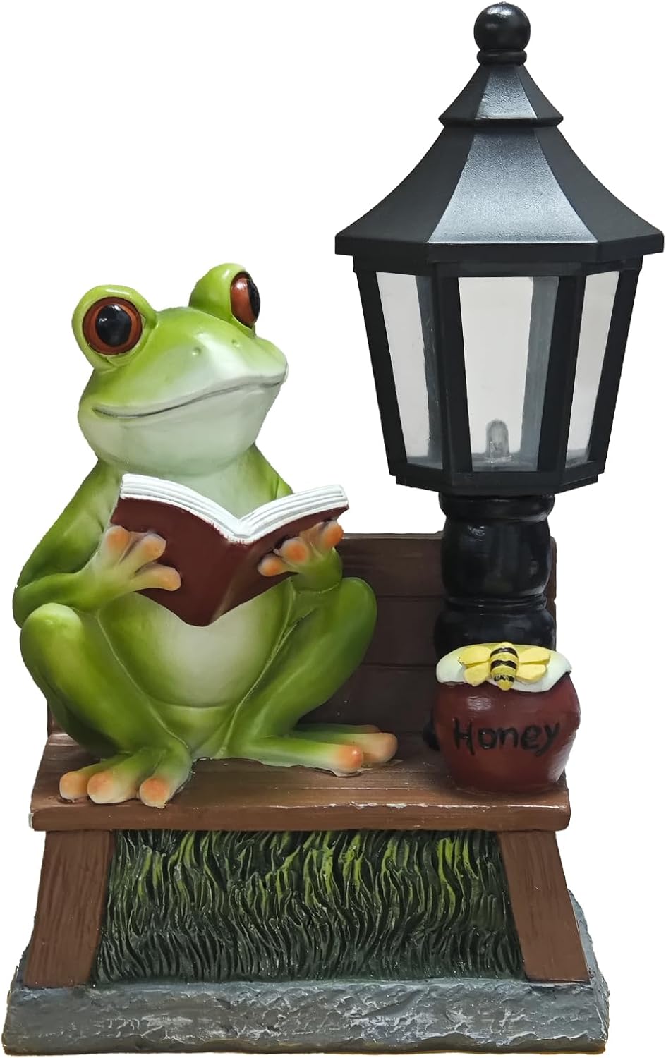 Frog Garden Statue Home Outdoor Decor - Solar Frogs Learning Sculptures Auto LED Waterproof Lights, Garden Outside Figurine Ornament, Women/Gardening/Housewarming Gift for Yard/Pond - Image 7