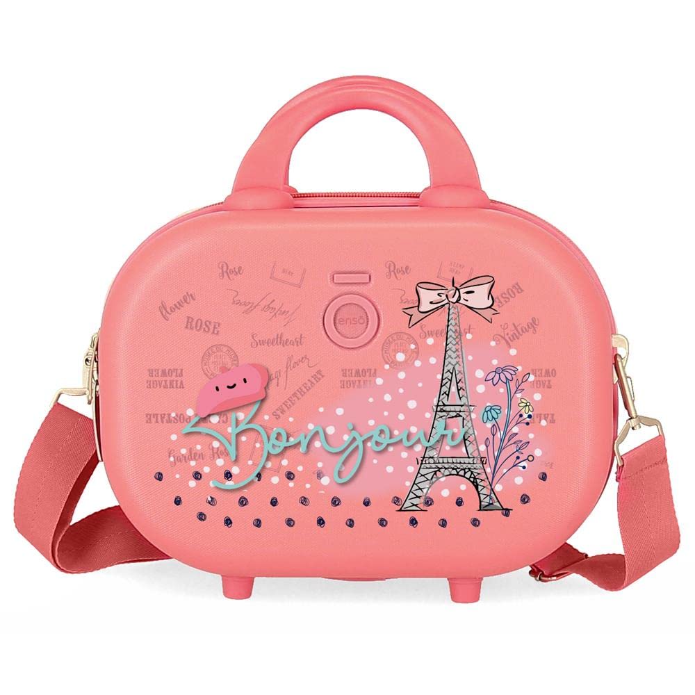 Enso Bonjour Borsa da toilette adattabile con tracolla Corallo 29x21x15 cm ABS rigido 9,14 L 2,52 kg