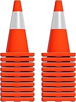 20 Pack 18 Inch Orange Traffic Cones with Reflective Tape & Weighted Base - Durable Collapsible PVC for Construction, Parking & Events