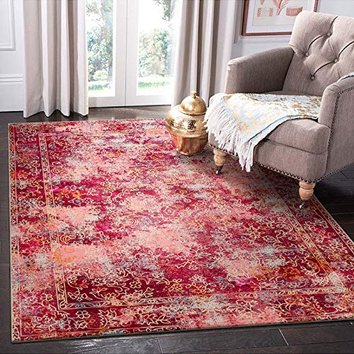 Decomall Tyne Overdyed Area Rugs, Persian Medallion Distressed Carpet For Living Room Bedroom Laundry Room, Pink, 4’X6’ #TOP7