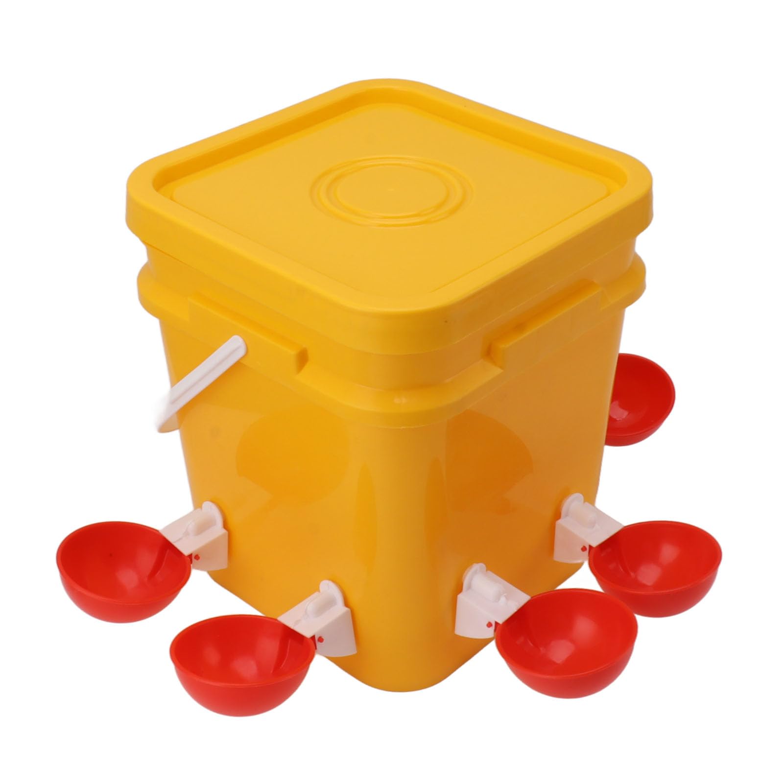 Generic Bebedero Automático para Pollos con Barril de Mano de 12 L, Herramienta Duradera para Beber Aves de Corral para Patos, Gansos y Codornices, 11,1 X 9,6 X 9,6 Pulgadas, Blanco (Cubo + Tazón