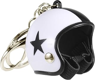 Raheem Motorcycle Keyring Motorcycle Helmet Keyring Retro Star Key Ring with Functional Clasp for Men Women Best Friend, Multicolor