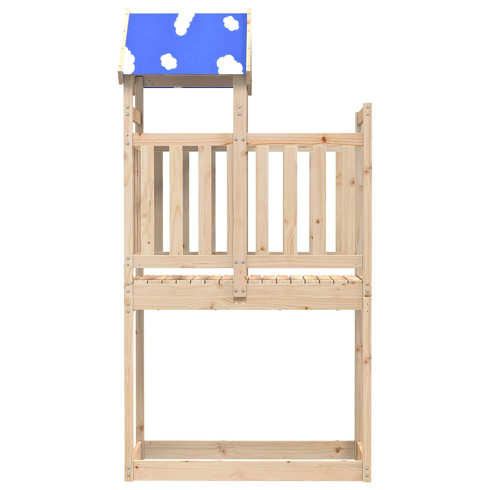 vidaXL Spielturm Braun 52,5 x 110,5 x 215 cm Massives Kiefernholz, Abenteuer wartet, Spielplatzset für draußen, Kletterturm, Rutsche und Schaukel für Garten und Spaß