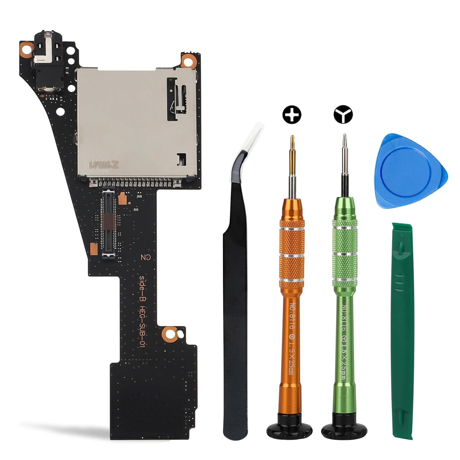 OCTODER Replacement Game Card Cartridge Reader Slot with Headphones Jack Plug Port Repair Part for Nintendo Switch OLED with Repair Tools, HEG-SUB-01