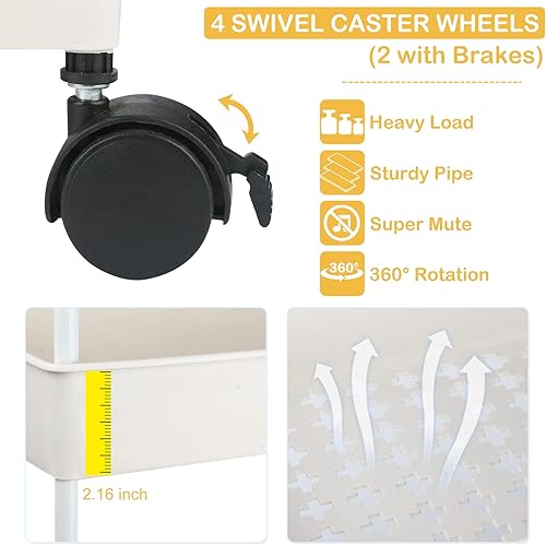 Miniatura 5 de Organizador de pañales para bebé, carrito móvil de plástico para recién nacidos, artículos esenciales para guardería, organizador para cambiador y