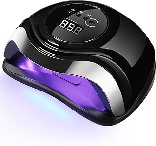 168W Nageltrockner Lampe,Aokyom UV LED Lampe für Nägel Nagellampe mit 10/30/60/99s Timer LCD Anzeige und Smart Sensor für Finger/Zehennagel und für Alle Gel Nagellack,Gelnägel,Shellac Schwarzes Silber