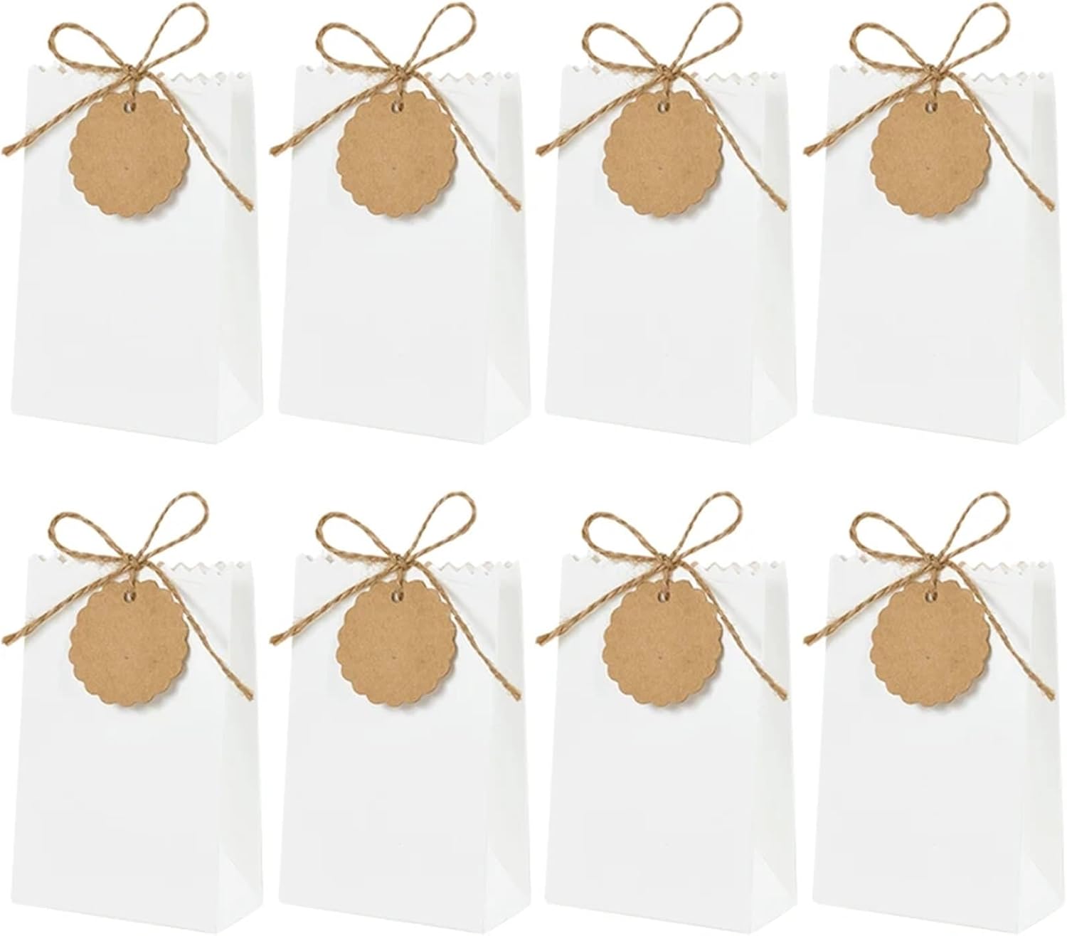 DAJGRHE Brown Paper Bags 50/10pcs Kraft Paper Box With Rope Retro Candy Cookie Bag Wedding Favors Birthday Party Supplies Packaging for Merchandise(White,30pcs)
