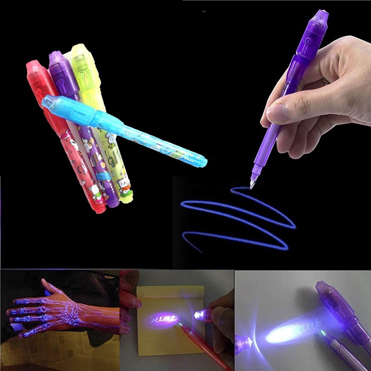 Invisible Ink Magic Pen (20 pieces) with UV-Light Birthday Return Gifts for all age group-Multicolour 1