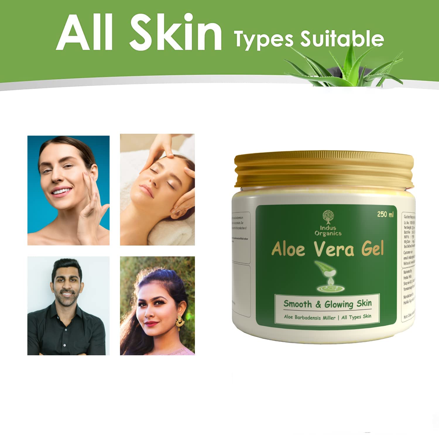 Indus Organics Aloe Vera Gel for Skin and Hair 250 ml | Hydrating, Moisturizing, Soothing Skin | Multipurpose Gel | 4