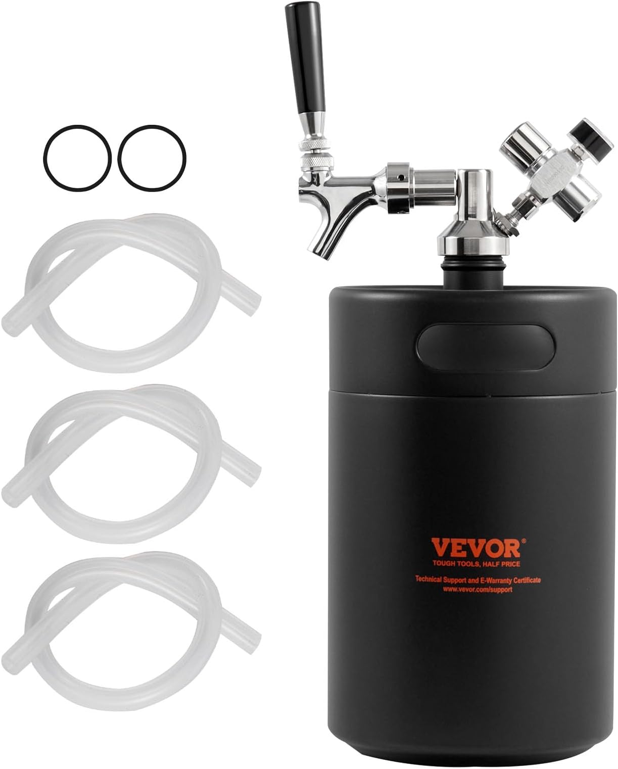 VEVOR Beer Growler Tap System, 170Oz 5L Mini Keg, 304 Stainless Steel