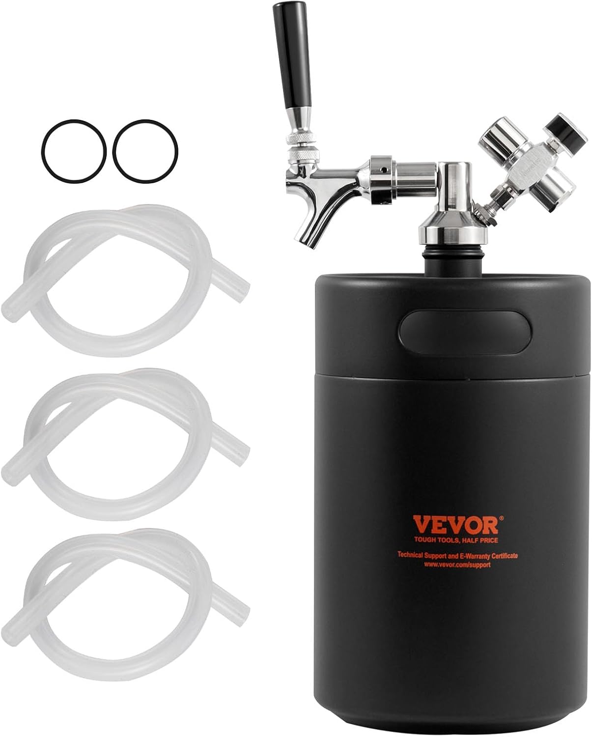 VEVOR Beer Growler Tap System, 170Oz 5L Mini Keg, 304 Stainless Steel Pressurized Beer Growler