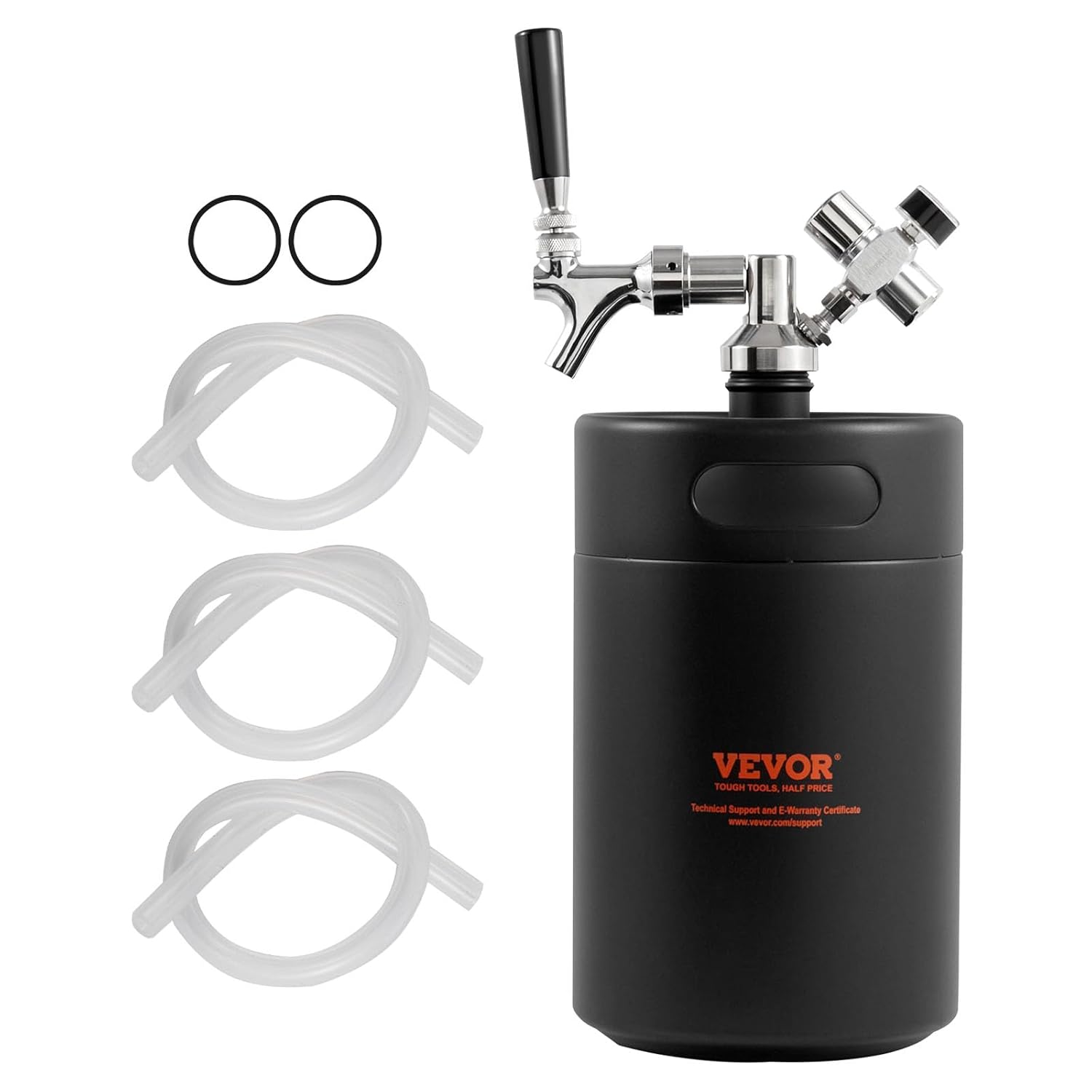 VEVOR Beer Growler Tap System, 170Oz 5L Mini Keg, 304 Stainless Steel Pressurized Beer Growler