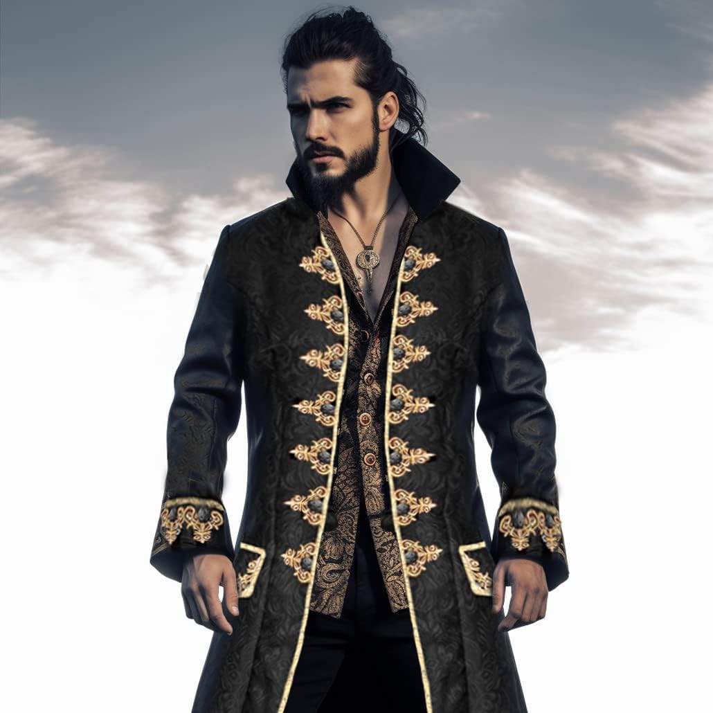 Men's Steampunk Vintage Tailcoat Jacket Gothic Victorian Frock Coat Uniform Halloween Costume - Image 4