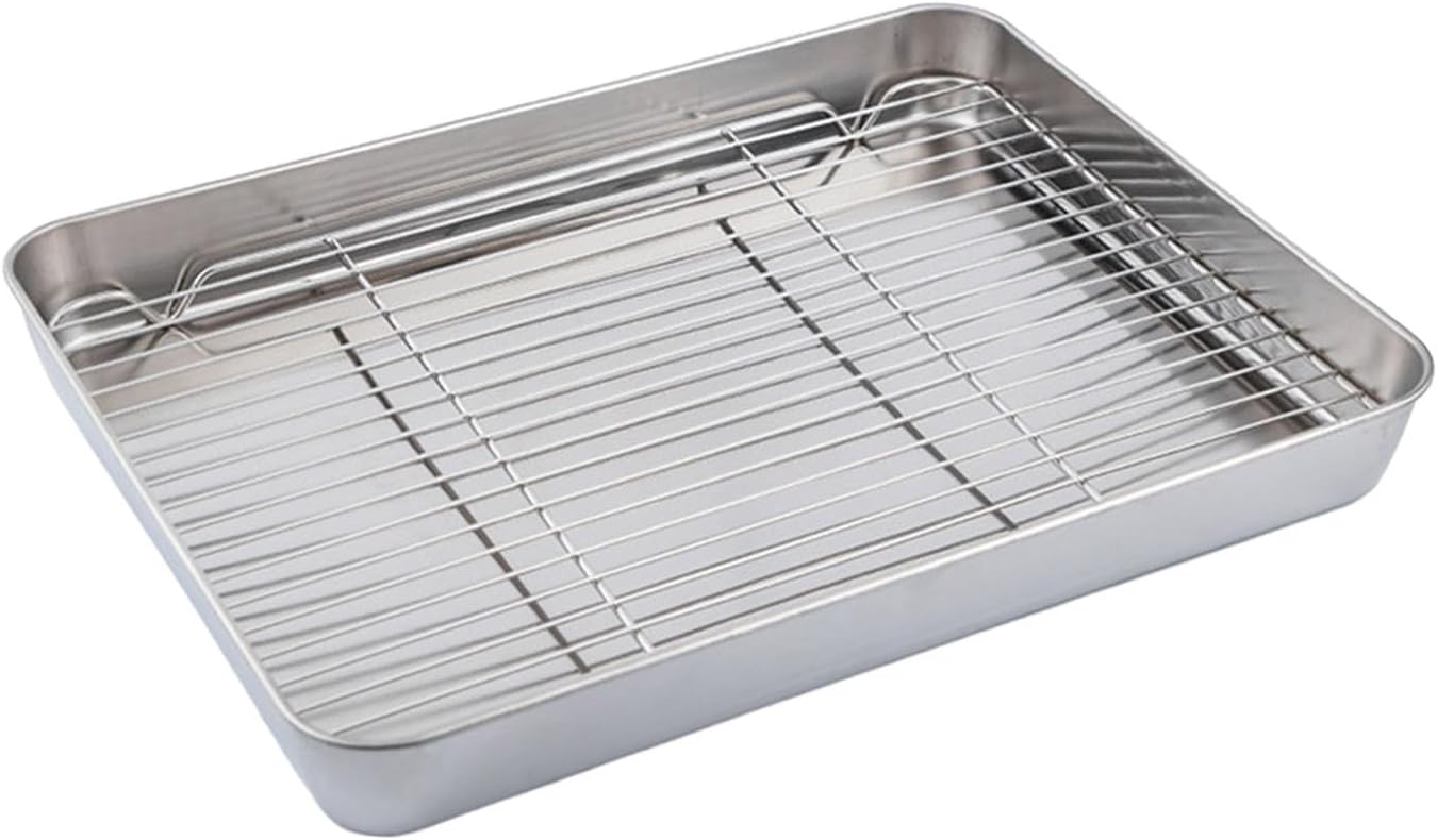 Easy Stainless Steel Baking Tray with Removable Rack Multipurpose Use Large Capacity Roasting Pan
