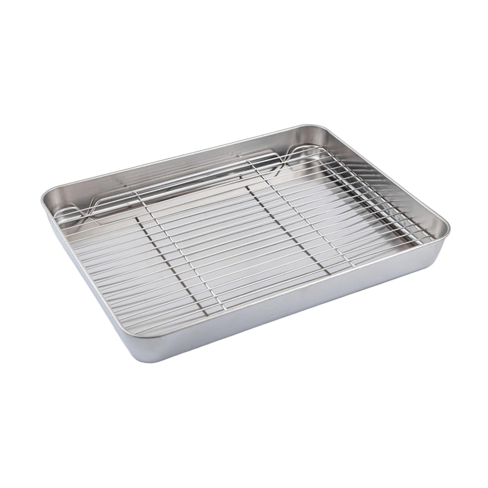 MALSSE Large Capacity Stainless Steel Roasting Pan with Wire Rack for Even Heating Oven Safe Baking Tray