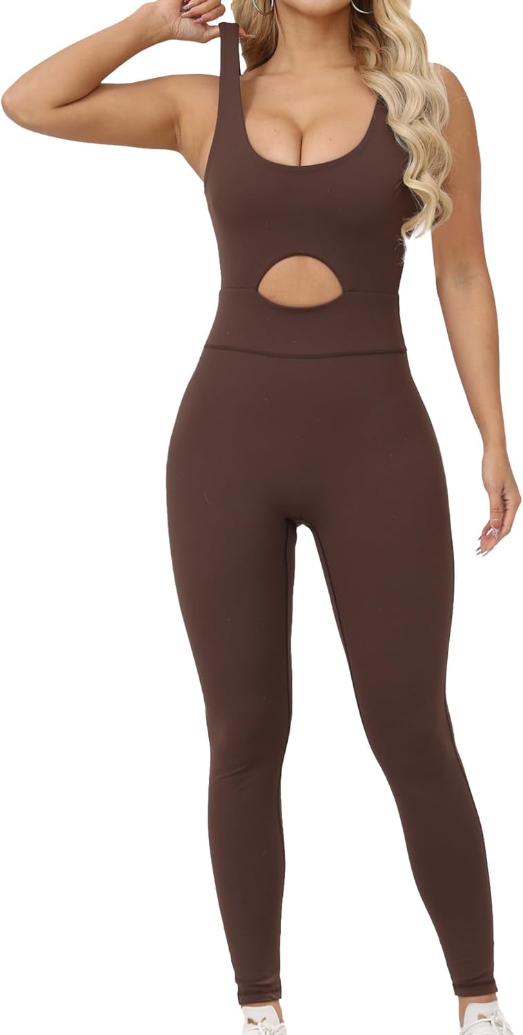 Workout Jumpsuits for Women-Black Womens Jumpsuit Sleeveless Yoga One Piece Jumpsuits V Shaped Backless