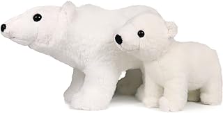 Ice King Bear Mom and Baby Stuffed Animals Zoo Wild Animals (Polar Bear)